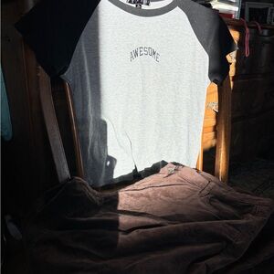 Gray and Black Raglan T-Shirt with 'Awesome' Print